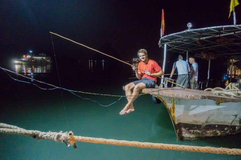 Brecht giving Squid Fishing a try