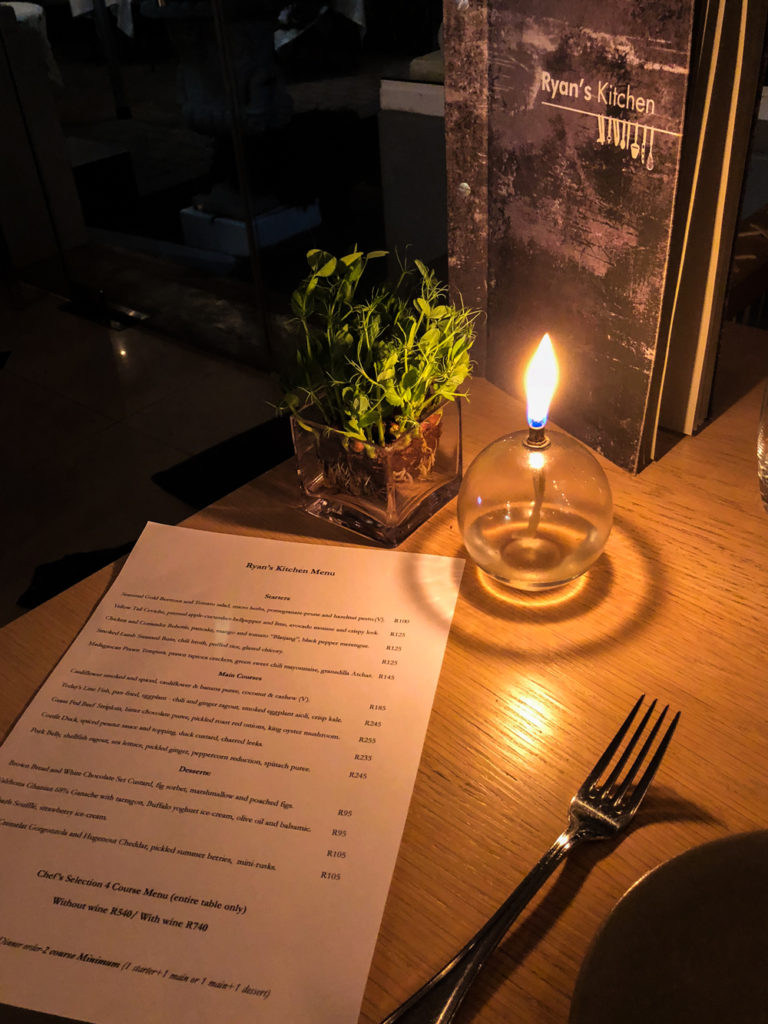 The Menu at Ryan's Kitchen