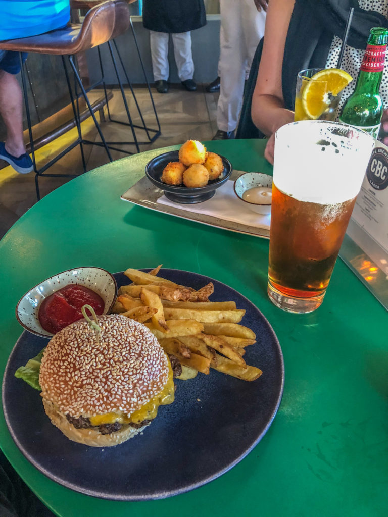 The cheeseburger at Tuk Tuk Microbrewery