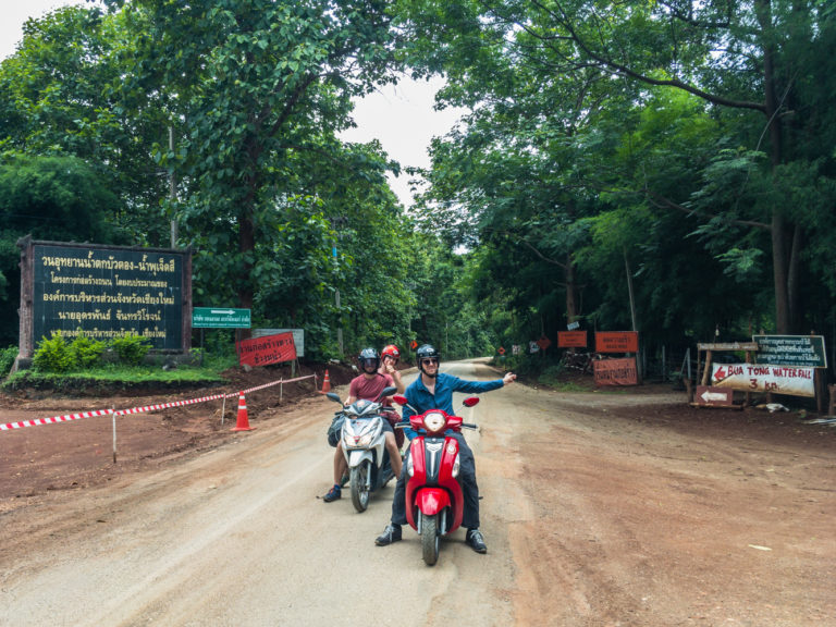 Follow this sign to the Bua Tong Waterfall Follow this sign to the Bua Tong Waterfall