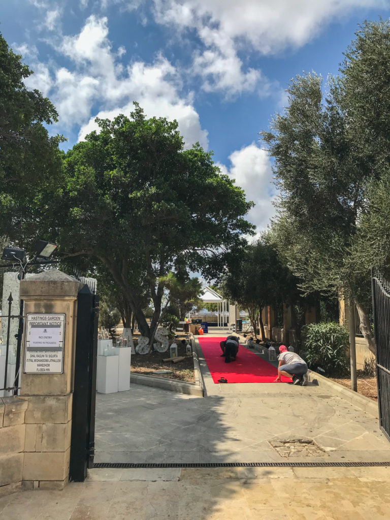 Building a film set in Hastings Garden